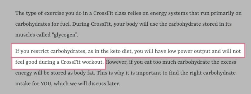keto is bad for crossfit ? bloggers writing about low carbohydrates