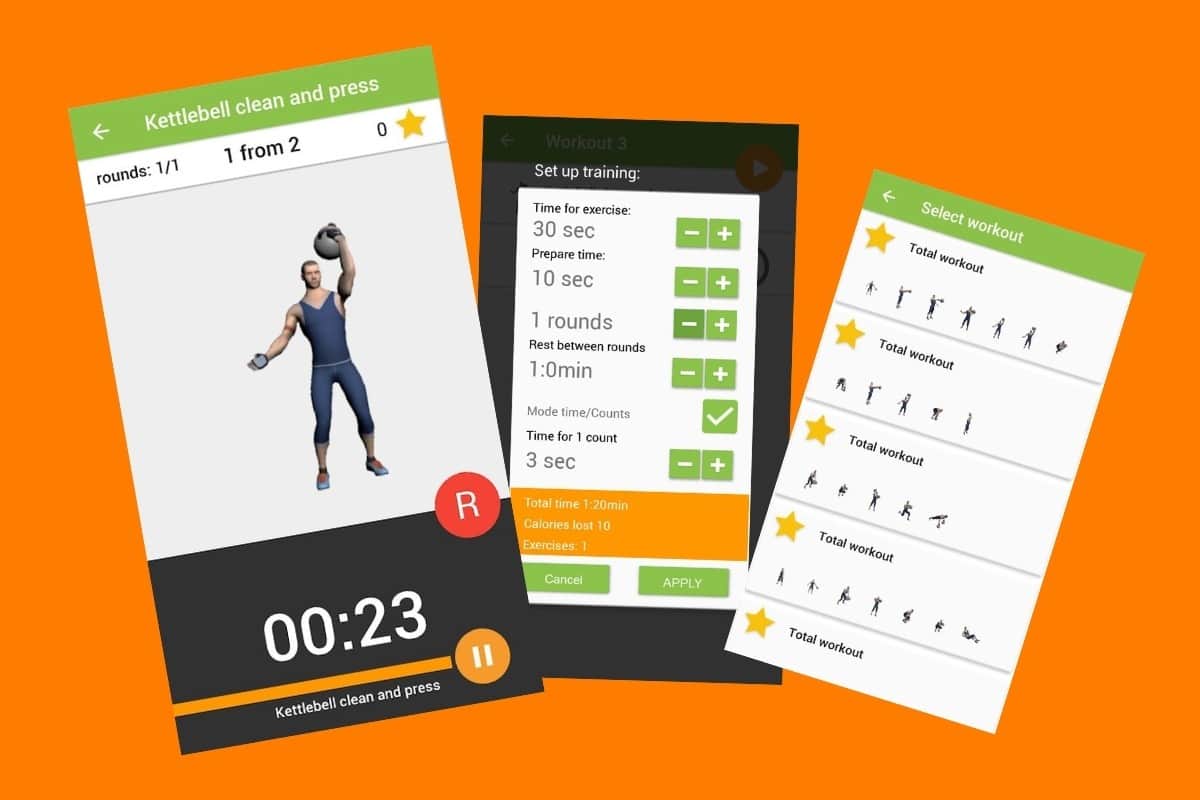 Captures d'écran de l'application Kettlebell Workout Bestronger