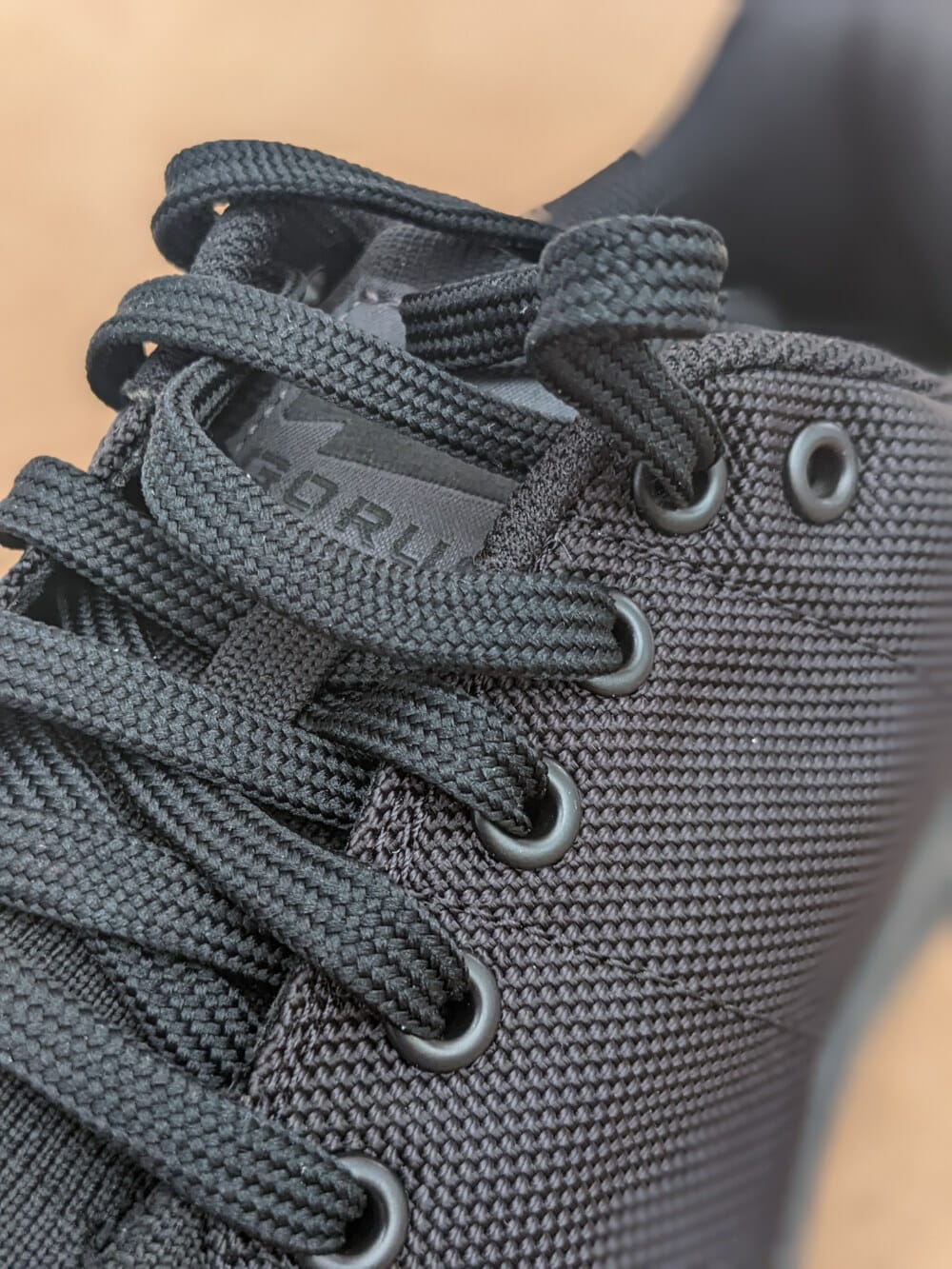 close up of laces and eyes on goruck ballistic